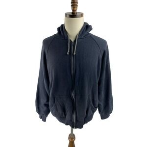 Action Mens Vtg Paint Splattered Distressed 80s Thermal Lined Full Zip Hoodie‎